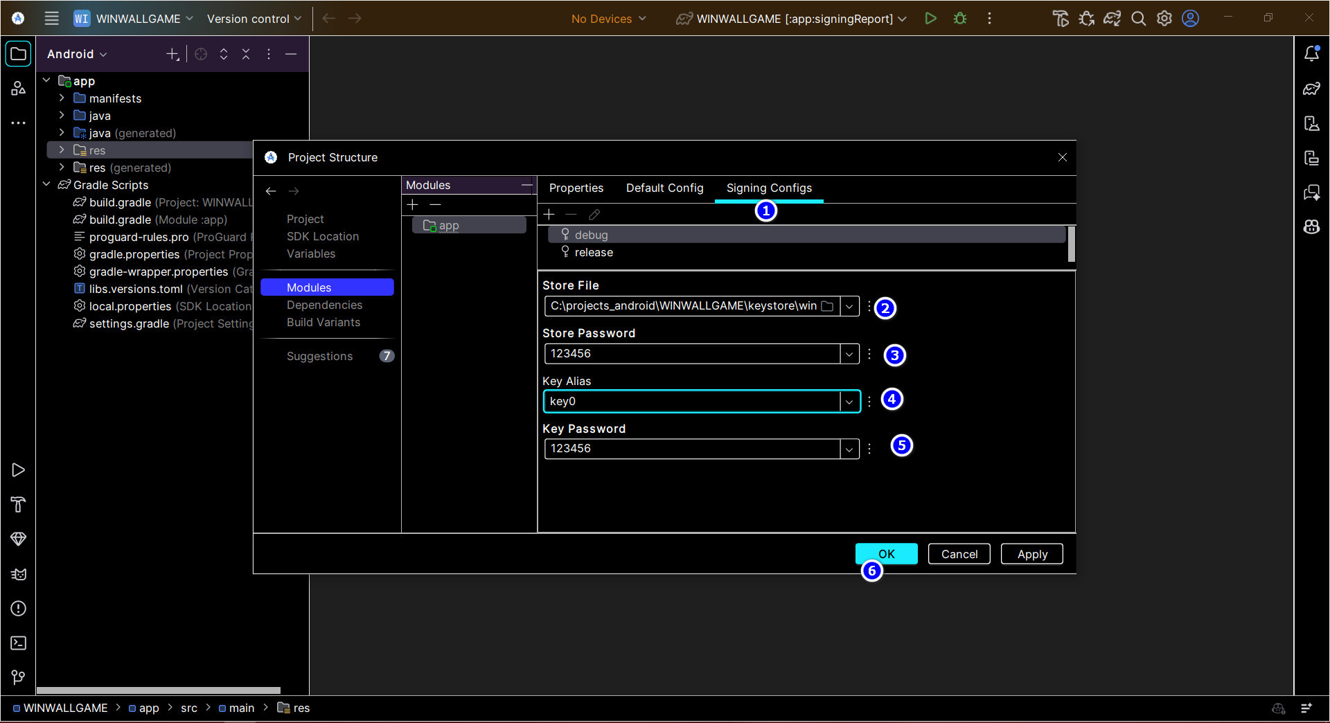 Signing Configs in Project Structure