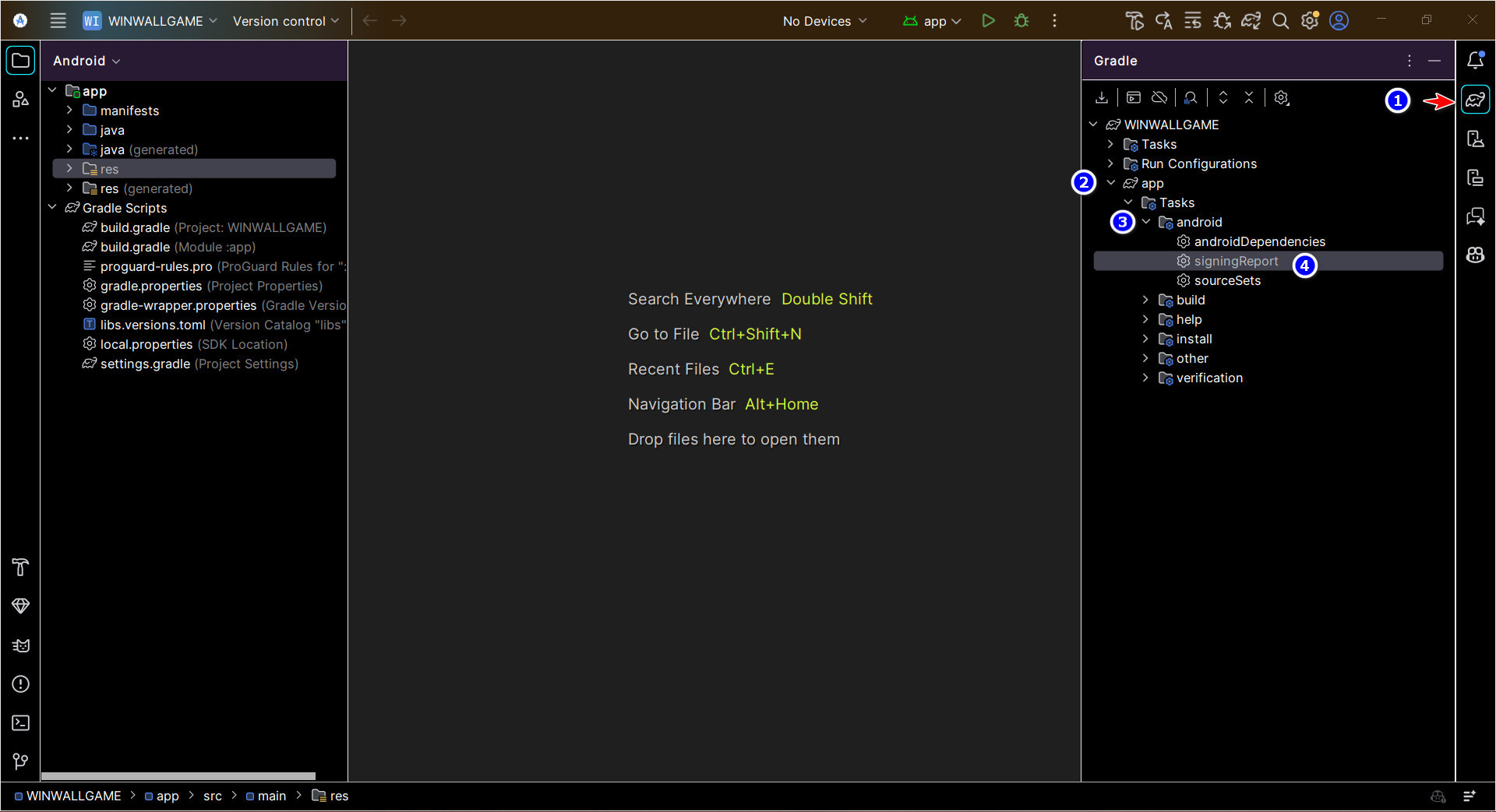 Gradle signingReport task location