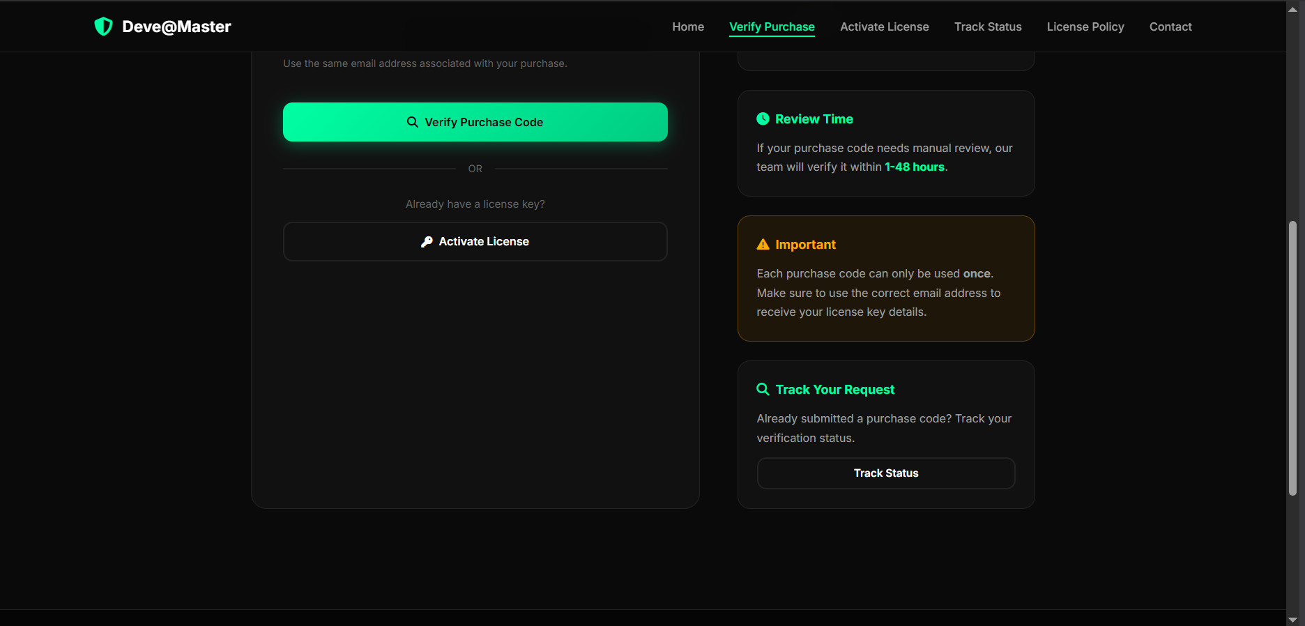 Review Time, Important notice, and Track Your Request sections